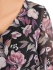 Elegancka czarna sukienka trapezowa w kwiaty – swobodny fason z wiązanymi rękawami 34169
