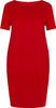 Czerwona sukienka Nina II, luźna kreacja wyszczuplająca brzuch.