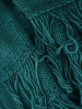 Elegancki sweter damski rozpinany w odcieniu butelkowej zieleni – luźny fason z frędzlami 40460