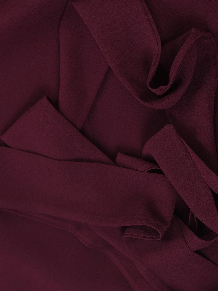 Bordowo-śliwkowa sukienka rozkloszowana midi – zwiewny fason z rękawem 3/4 pięknie modelujący sylwetkę 40246