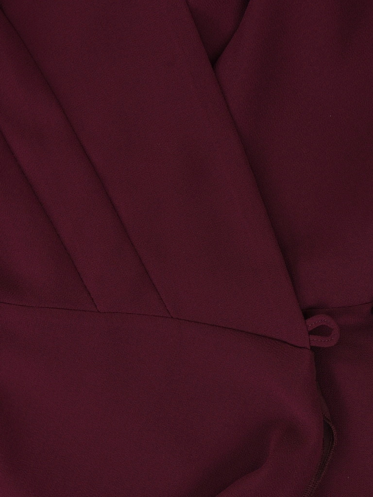 Bordowo-śliwkowa sukienka rozkloszowana midi – zwiewny fason z rękawem 3/4 pięknie modelujący sylwetkę 40246