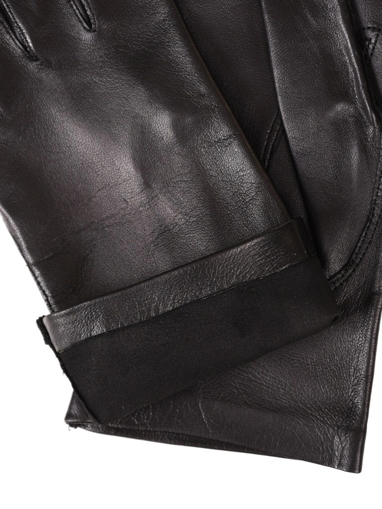 Czarne rękawiczki damskie ze skóry naturalnej – elegancki, nieocieplany model na jesień, zimę 42574