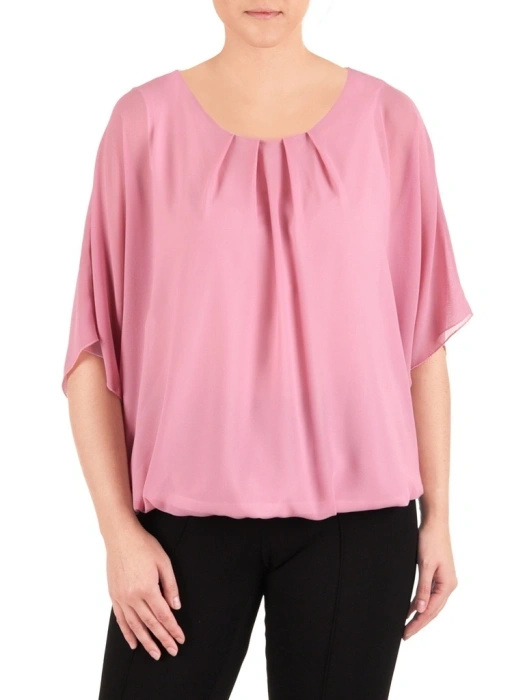Różowa bluzka Plus Size z rękawami kimono – idealna na upalne dni 42055