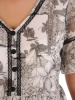 Zielona sukienka trapezowa w kwiaty midi – tuszujący fason z podwyższonym stanem 26156