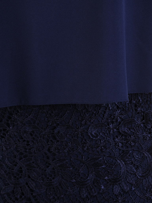 Granatowa sukienka z łączonych tkanin, wizytowa kreacja bez rękawów 21300