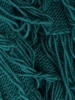 Elegancki sweter damski rozpinany w odcieniu butelkowej zieleni – luźny fason z frędzlami 40460