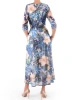 Elegancka rozkloszowana sukienka maxi w kwiaty – wysmuklający kopertowy dekolt i rękaw 3/4 37956