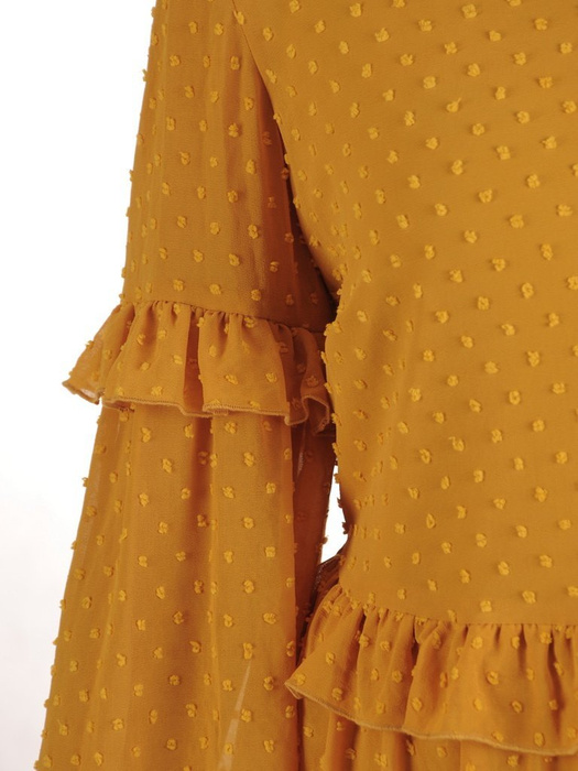 Rozkloszowana sukienka z falbankami, kreacja jesienna 27361