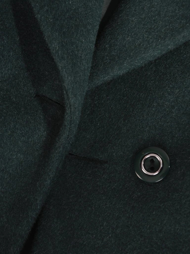 Elegancki zielony płaszcz damski na jesień i zimę – prosty fason z kołnierzem i wiązaniem 27793