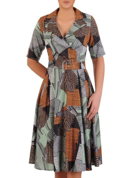 Sukienka z paskiem, wiosenna kreacja w modnym wzorze 25029