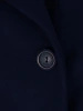 Elegancki płaszcz zimowy damski granatowy – prosty krój z paskiem modelującym sylwetkę 27229