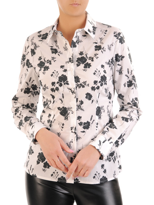 Bawełniana koszula damska w kwiatowy deseń 32992