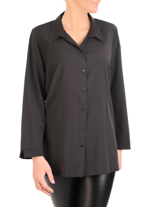 Czarna bluzka koszulowa z wąskimi mankietami 31809