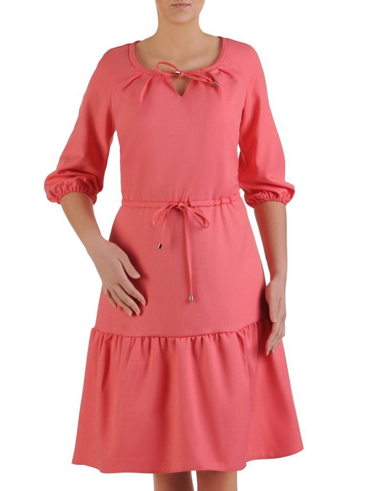 Sukienka damska, wiosenna kreacja regulowana w pasie 25582