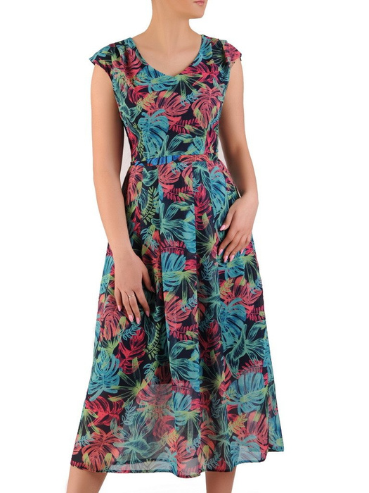 Sukienka w kwiaty, zwiewna kreacja z szyfonu 20960.