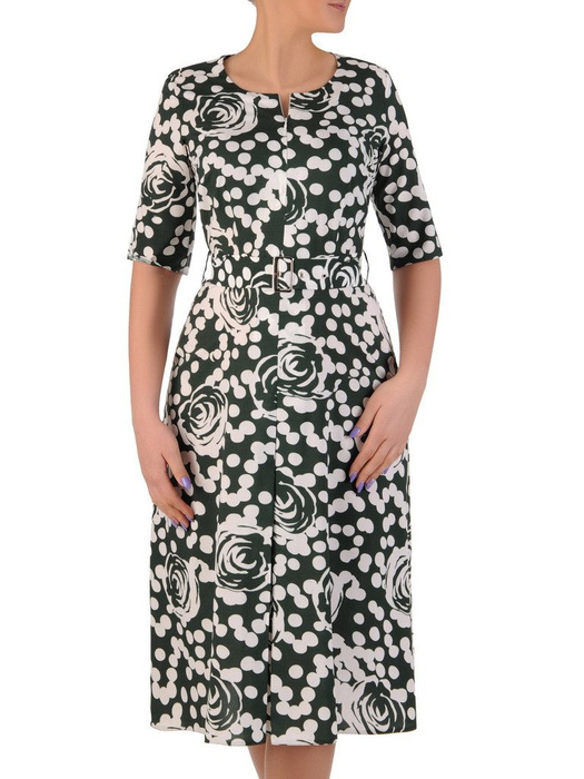 Sukienka z suwakiem na dekolcie, wiosenna kreacja z tkaniny 20202.
