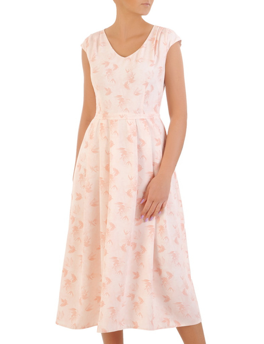 Sukienka z tkaniny, zwiewna kreacja w kwiaty 33153