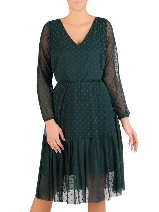 Tiulowa sukienka w groszki, kreacja w rozkloszowanym fasonie 27840