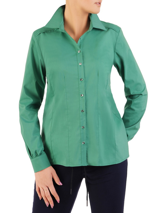 Zielona koszula damska z długim rękawem 32603