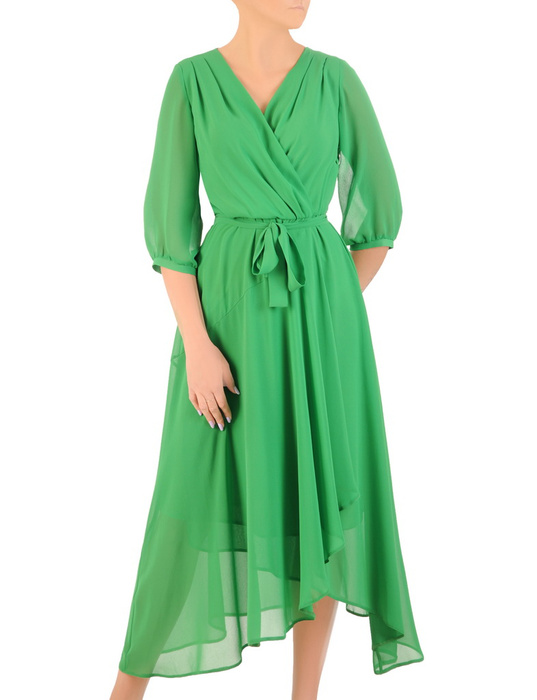 Zwiewna, zielona sukienka wiązana w pasie 33129