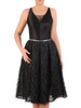 Atrakcyjna sukienka wieczorowa, mała czarna ozdobiona „włosem” 25121