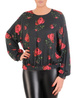 Czarna bluzka damska w kwiatowy wzór 32195