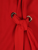 Czerwona sukienka z dzianiny, kreacja z ozdobnym wiązaniem w pasie 23967