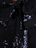 Granatowa sukienka z cekinową kokardą i bufiastymi rękawami 23500