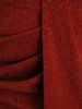 Ruda sukienka z modnymi marszczeniami i szerokim golfem 18571.