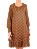 Trapezowa sukienka z szerokim półgolfem, szyfonowa kreacja w groszki 31035